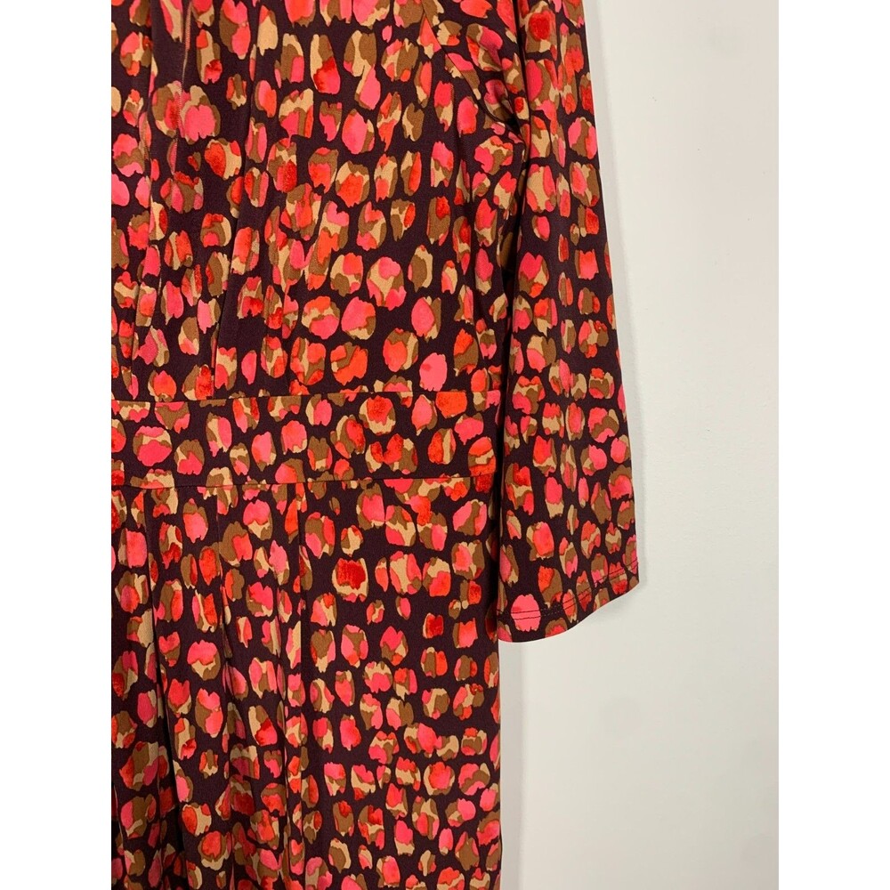 NWT Chico's Knit Pleated Maxi Dress Size 2 US 12 Deep Raisin Pink Animal Print - Picture 5 of 7